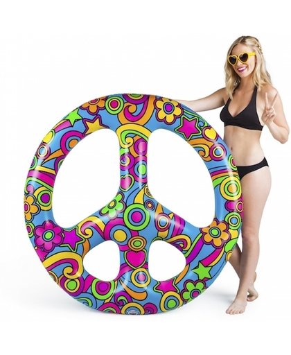 Opblaasbaar hippie peace teken 120 cm