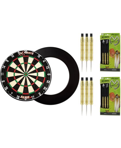 XQ Max - Razor HD Bristle - dartbord - inclusief - dartbord surround ring - Zwart - en 2 sets - 100% Brass Michael van Gerwen - 20 gram - dartpijlen