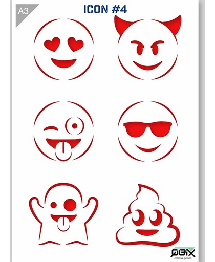 Emoji Iconen Sjabloon - Kunststof - A3 42 x 29,7 cm