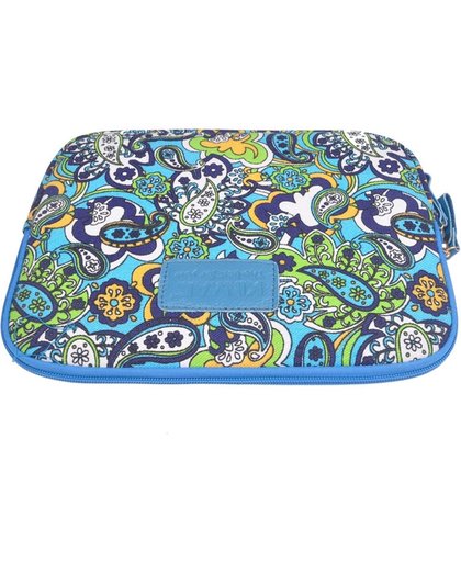 Kinmac – Laptop/Tablet Sleeve met Paisley print tot 10 inch – Blauw/Groen