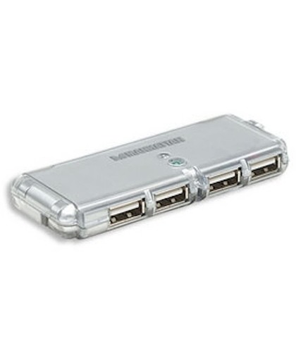 USB-HUB 4-Port Manhattan USB 2.0 Pocket Hub zilver