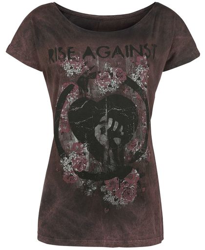 Rise Against Heart Fist Girls shirt rood-grijs