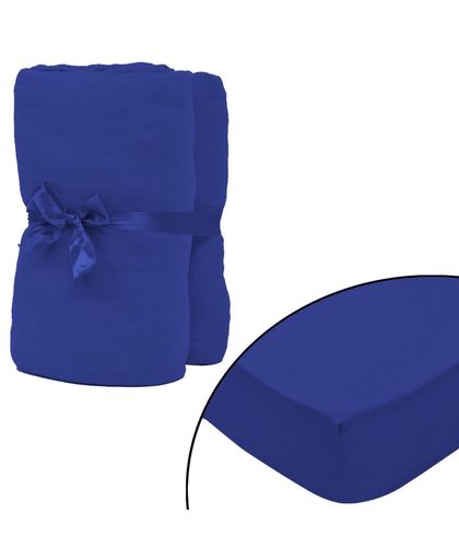vidaXL hoeslaken 2 st katoen jersey 160 g/m2 90x190-100x200 cm blauw