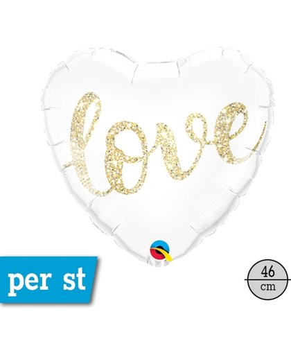 Folie hart ballon, Love, glitter, 46 cm, verpakt