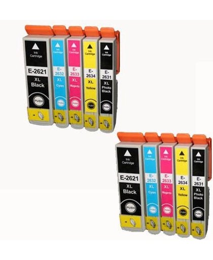 Merkloos – Inktcartridge / Alternatief voor de Epson huismerk Set 10x inkt cartridgen voor Epson 26XL (2xBK+2xPBK+2xCMY)