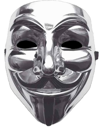 Zilver V for Vendetta Masker / Zilver Anonymous Masker / Zilver Guy Fawkes Masker