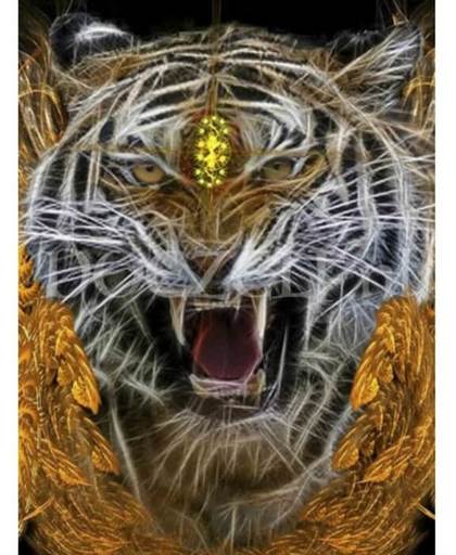 Krachtige tijger - Diamond Painting 30x40 (Volledige bedekking - Vierkante steentjes)