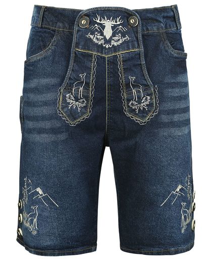 Almwerk Jeans Lederhose kurz Broek (kort) blauw