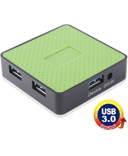 Super snelle USB 3.0 4-Poorts HUB, Metalen behuizing (Groen)