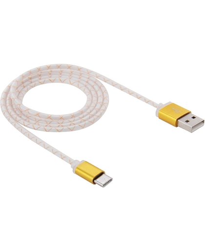 Cross Lines Style Metal Head Type-c USB 3.1 to USB 2.0 Data Sync Charge Kabel voor Macbook / Google Chromebook / Nokia N1 Tablet PC / Letv Smart Phone, Length: 1m(Gold)