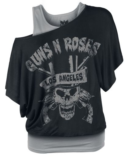 Guns N&apos; Roses Top Hat Horror Girls shirt zwart-grijs