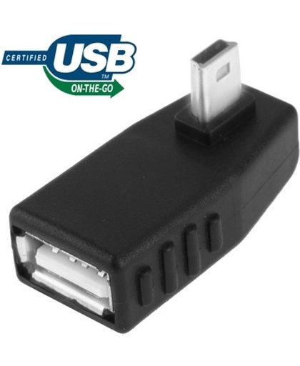 Mini USB mannetje USB 2.0 A vrouwtje Adapter met 90 graden hoek, ondersteunt OTG functie