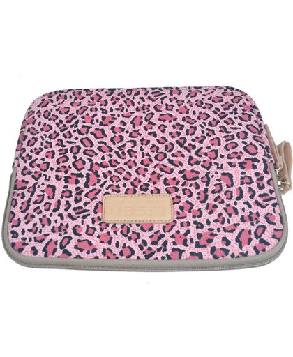 Lisen – Laptop/Tablet Sleeve met Panterprint tot 10 inch – Roze