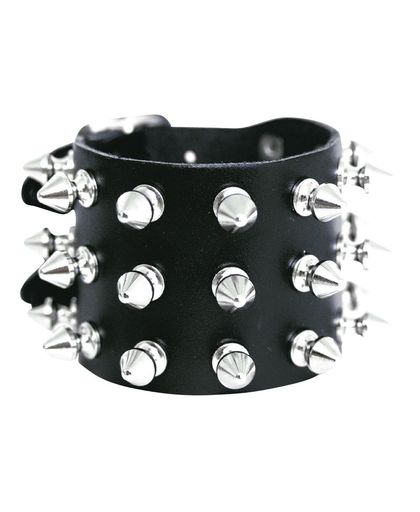 Spikes Bracelet 3-rijen Lederen armband zwart