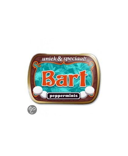 Blikje Mini Mints met je naam als merk - Naam Bart