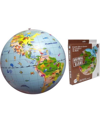 Carly Toys Maxi Globe - Opblaasbare Wereldbol - 50 cm - Dieren van de wereld