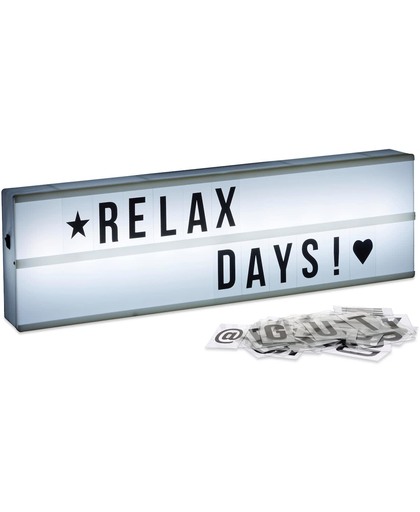 relaxdays Lichtbak met letters en symbolen - LED lightbox - op batterijen - 50 x 15 cm