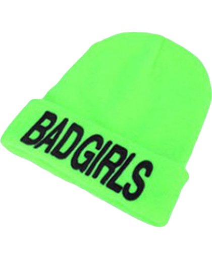 Fluor muts "Bad girls" Groen- Neon beanie "Bad girls" Green