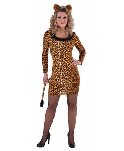 Sexy luipaard jurkje met staart 34 (xs)