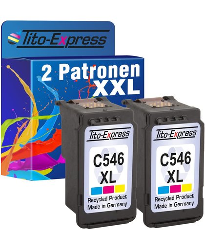 Tito-Express PlatinumSerie 2 Patronen XXL voor Canon CL-546 XL Color PlatinumSerie MG 2550 / MG 2500 Serie / MG 2450 / MG 2400 Serie / MG 2950 / MG 2455 / MG 2555 / IP 2800 / MG 2900
