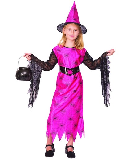 "Verkleedkostuum spin heks roze voor meisjes Halloween pak - Verkleedkleding - 128/134"