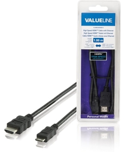 Valueline HDMI kabels High Speed HDMI-kabel met ethernet HDMI-connector - HDMI mini-connector 1,00 m zwart