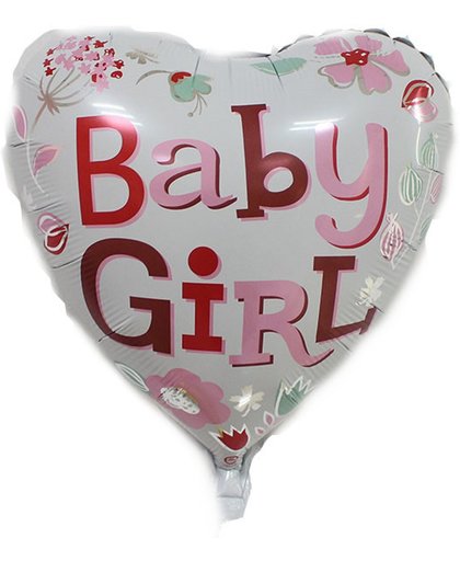Folieballon Baby girl hart 45cm