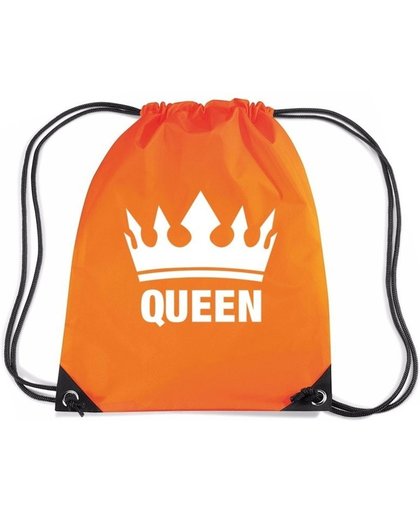 Oranje nylon rijgkoord rugzak/ sporttas Queen