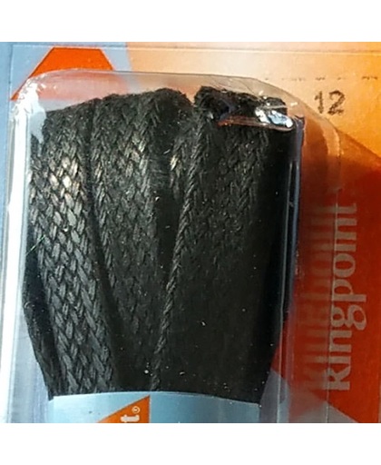 6 mm x 90 cm zwart - Plat Wax Small - smalle platte schoenveter  65_90_102