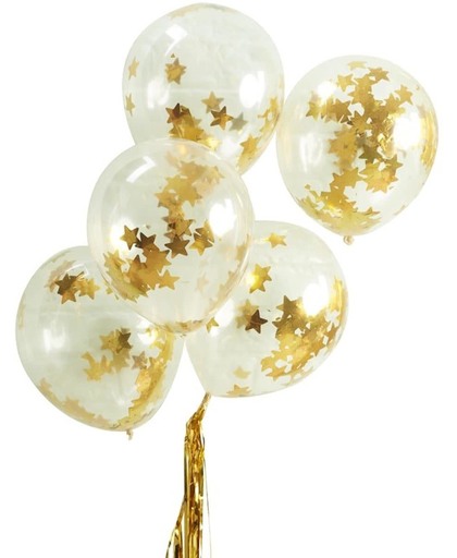 Ballonnen - gevuld met gouden sterretjes confetti (5 stuks)