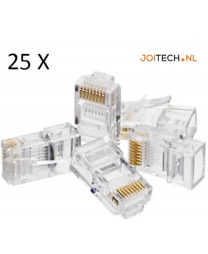 RJ45 8-pins netwerkkabelkoppen / RJ45 Stekkers / Cat5e Kabels - 25 Stuck - G&S