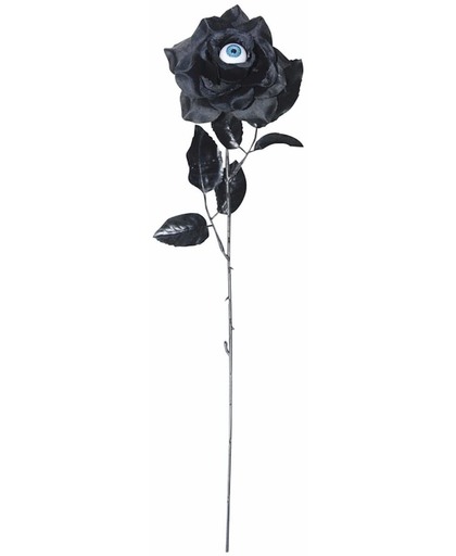 Halloween - Zwarte kunst roos met oog 46 cm