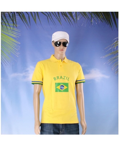 Poloshirt met Braziliaanse vlag heren L