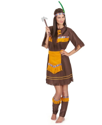 Bruine indianen kostuum voor vrouwen  - Verkleedkleding - Small