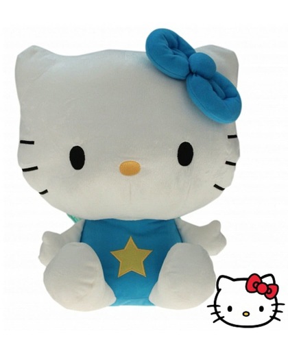 Pluche Hello Kitty knuffel blauw 35 cm