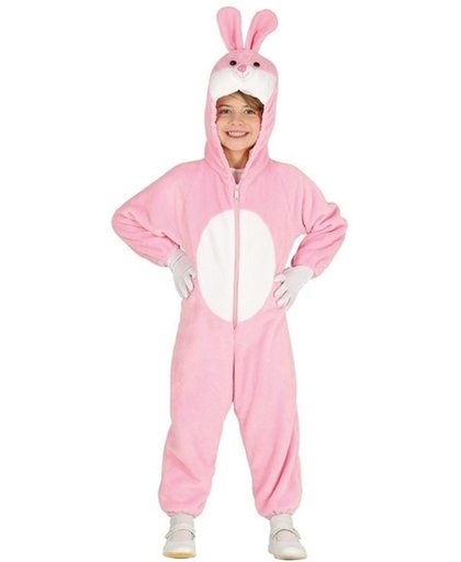 Paashaas onesie voor kinderen roze - dieren verkleedkleding konijn/haas 3-4 jaar (92-104)