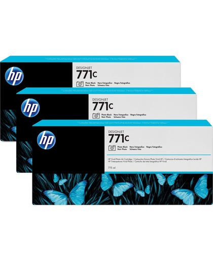HP 771C zwarte DesignJet fotoinktcartridges, 775 ml, 3-pack inktcartridge