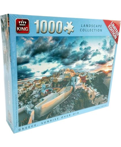 King Puzzel - 1000 stukjes - Greece, Sunrise over Oia - Limited Edition