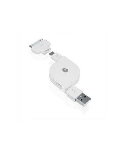 Macally DualSync 0.5m Micro USB/Apple 30-pin Dock USB Wit mobiele telefoonkabel