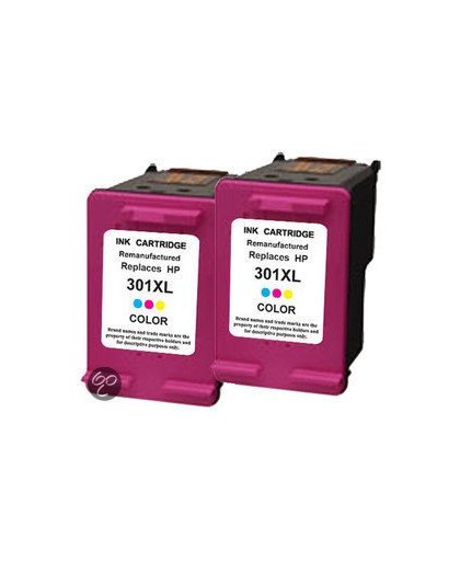 Merkloos   Inktcartridge / Alternatief voor de HP 301 XL inktcartridge CH564EE kleur 21 ml 2 stuks Cartridge