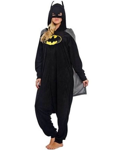 KIMU onesie Batman kinder pak kostuum met cape en masker Batgirl - maat 146-152 - Batmanpak jumpsuit pyama