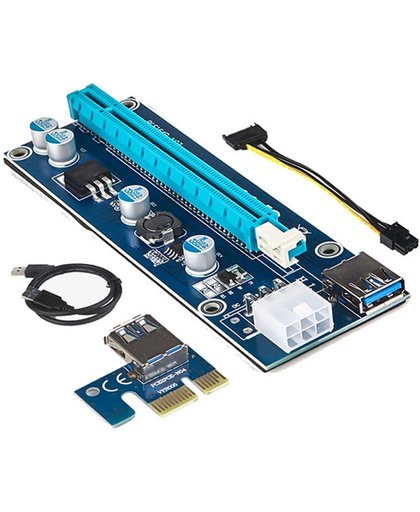 PCI-E Riser 1x naar 16x - Powered USB 3.0 Riser V6 (60cm) - Geschikt voor miners!
