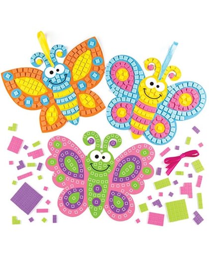 Mozaïeksets in de vorm van een vlinder voor kinderen om te maken en laten zien - Creatieve knutselset voor kinderen (4 stuks per verpakking)