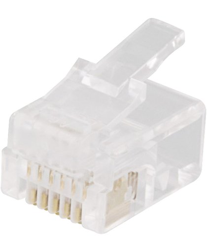 DELTACO MD-2A, Moduleconnector RJ12, 6P6C, 20-pack, transparant