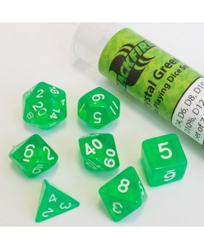 Blackfire Dice - 16mm Role Playing Dice Set - Crystal Green (7 Dice)