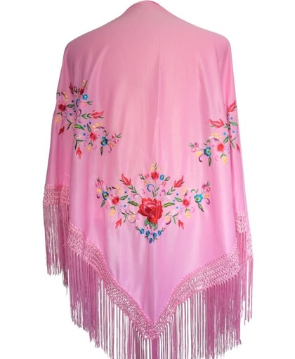 Spaanse manton - omslagdoek - licht roze bij verkleedkleding of Flamenco jurk