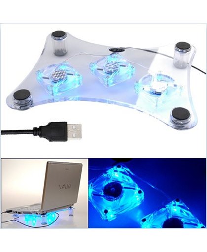 Universele Laptop Fan Cooling Stand Pad - USB LED Verstelbare Notebook Cooler Standaard Koeler Ventilator Houder - 11/12/13/14/15/16/17 Inch
