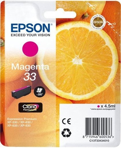 Epson 33 M inktcartridge Magenta 4,5 ml 300 pagina's