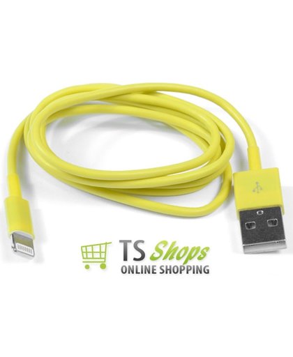 USB datakabel oplader Geel Yellow voor Apple iPhone 5