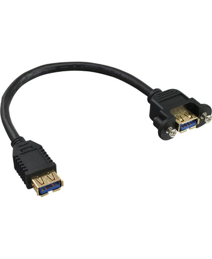 InLine USB A/USB A F/F 0.2m 0.2m USB A USB A Vrouwelijk Vrouwelijk Zwart USB-kabel